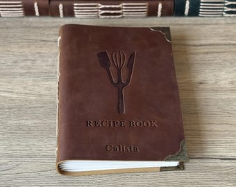Personalized Leather Recipe Book, Custom Family Cookbook, Anniversary Gift
