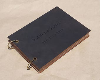 Personalized Leather Guest Book, Rustic Wedding Album