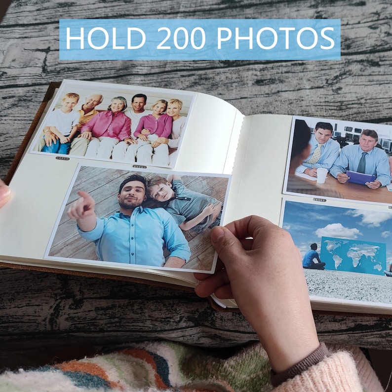 Our Adventure Book, Personalized Leather Photo Album, Slip in Scrapbook Album, Travel Album, Wedding Photo Album for 4x6 or 5x7 photos image 8