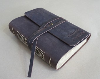 Personalized Leather Journal, Blank Paper Notebook, Rustic Brown