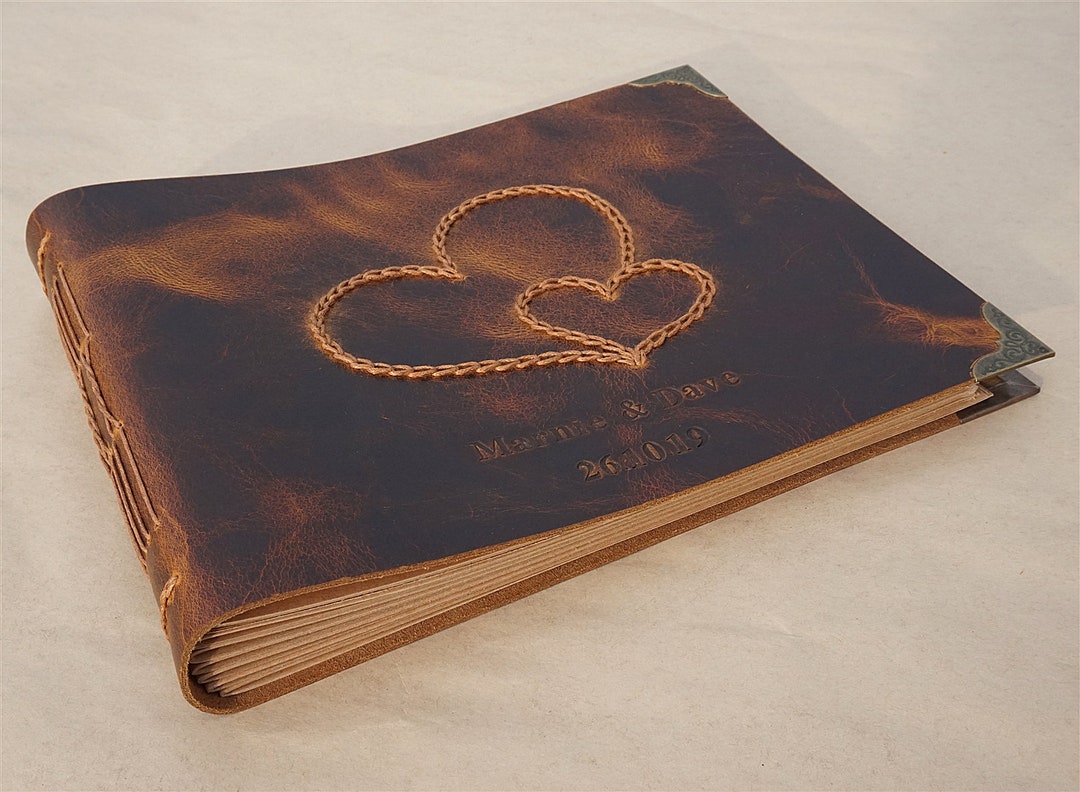 Custom Leather Photo Album, Personalized Leather Scrapbook Album