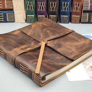 Slip In Photo Album for 100/200 4x6 Photos, Wedding Photo Album with Sleeves, Personalized Leather Binder Photo Book