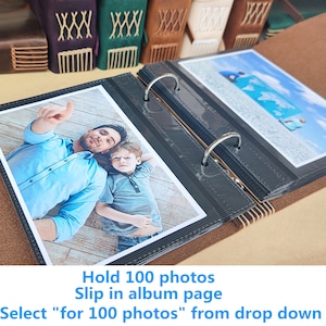 Album photo en cuir personnalisé, Silp in Album pour 100 photos 4x6, Album rechargeable, Cartable en cuir, Idées cadeaux image 7