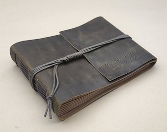 Álbum de recortes de cuero personalizado, libro de visitas para fotos de boda