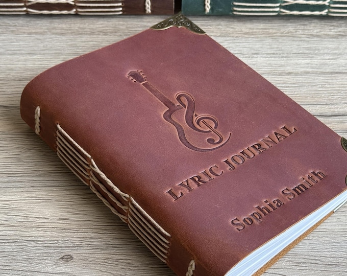 Personalized Leather Lyric Journal Custom Songwriters Notebook Musician Song Diary Lyrical Writer Journal Music Notebook Songwriting Journal