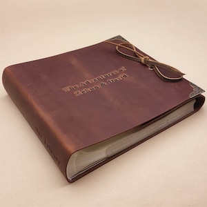 Álbum de fotos de cuero personalizado con fundas, libros de cuero genuino personalizados para fotos de 4x6, regalo de aniversario, regalo para ella