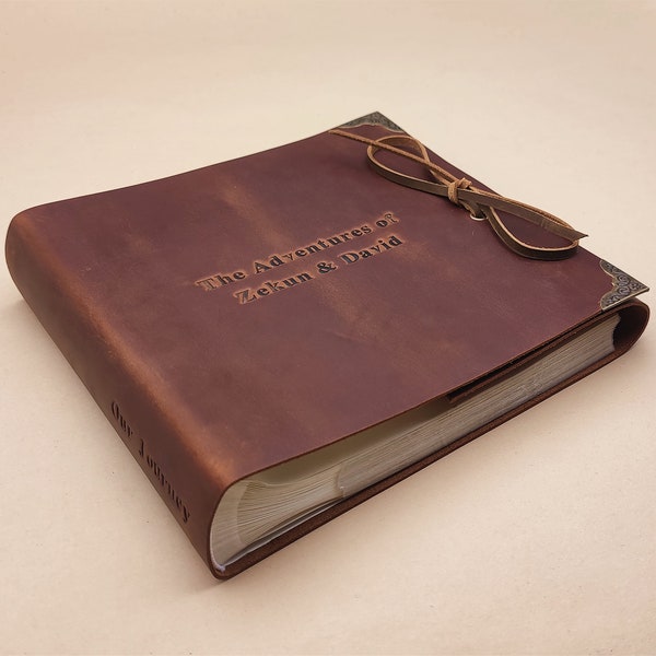 Album fotografico in pelle personalizzato con custodie, regalo di anniversario personalizzato