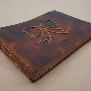 Leather Photo Album, Personalized Leather Scrapbook Album, Unique Wedding Guest Book, 1st year anniversary gift, Gift for wife, girl friend