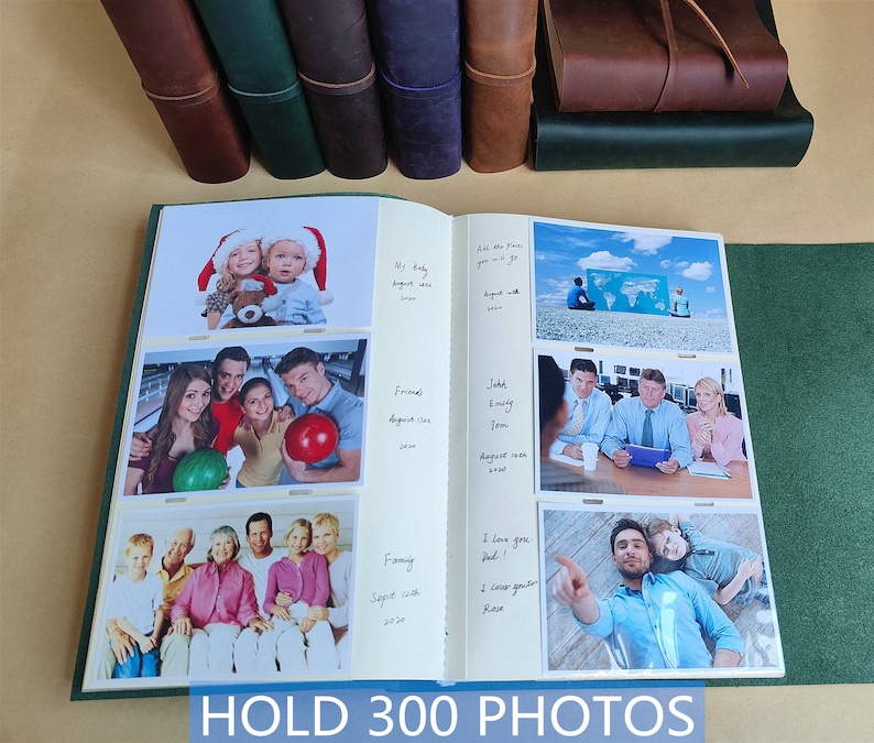 Personalized Leather Photo Album, Wedding Album with Sleeves, Custom Our Adventure Book image 7