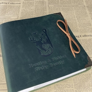 Álbum de fotos de caza y pesca, nuestro álbum de recortes de aventuras, álbum hecho a mano con bolsillos para fotos de 4x6, regalos de caza para hombres