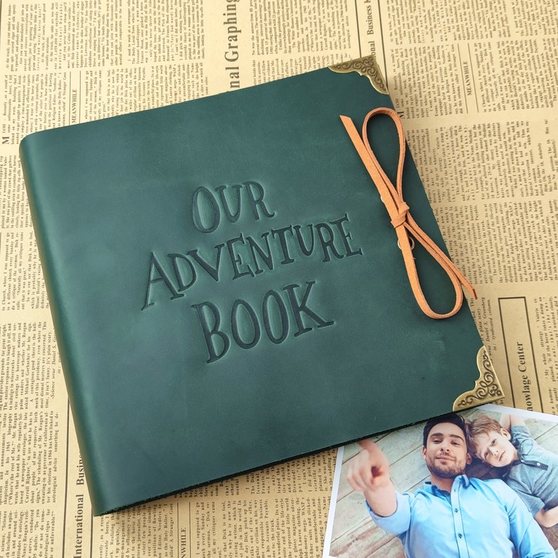 Personalized Leather Photo Album, Wedding Album with Sleeves, Custom Our Adventure Book image 5