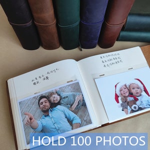 Personalisiertes Leder Fotoalbum mit Ärmeln, Personalisiertes Foto Gästebuch, For4x6 Fotos, Geschenk für Ihn, Geschenk für Sie, Geschenk für Frau, Personalisiertes Geschenk Bild 7