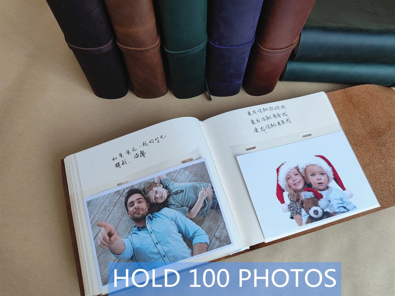 Our Adventure Book, Personalized Leather Photo Album, Slip in Scrapbook Album, Travel Album, Wedding Photo Album for 4x6 or 5x7 photos image 9