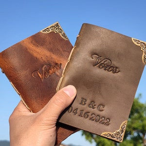 SET OF TWO Vow Books, Leather Wedding Vow Book Set, His and Her Vow Books Calligraphy, Vow Book Personalized Vow Books for Wedding