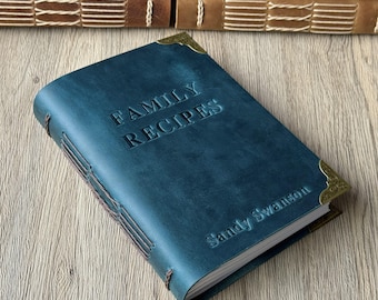 Recipe Book, Personalized Leather Cover Recipe Journal, Custom Cookbook, Home Kitchen Book
