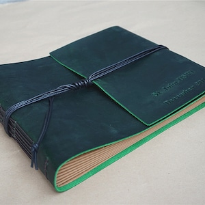 Leather Photo Album - rustic leather album black pages, white pages, kraft paper pages, personalized Free