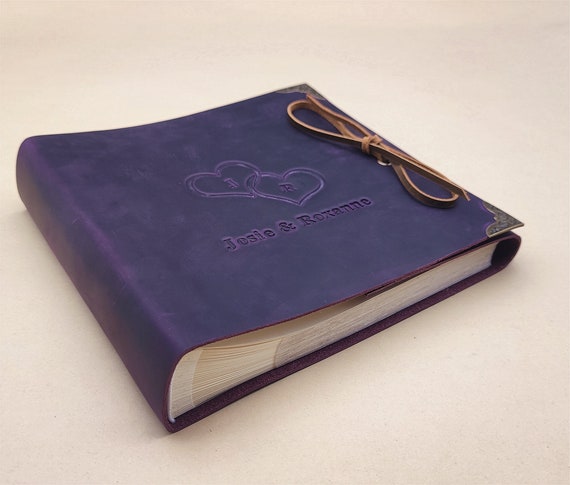 Personalised Leather Photo Album, Custom Photo Book With Sleeves, for 4x6  Photos 