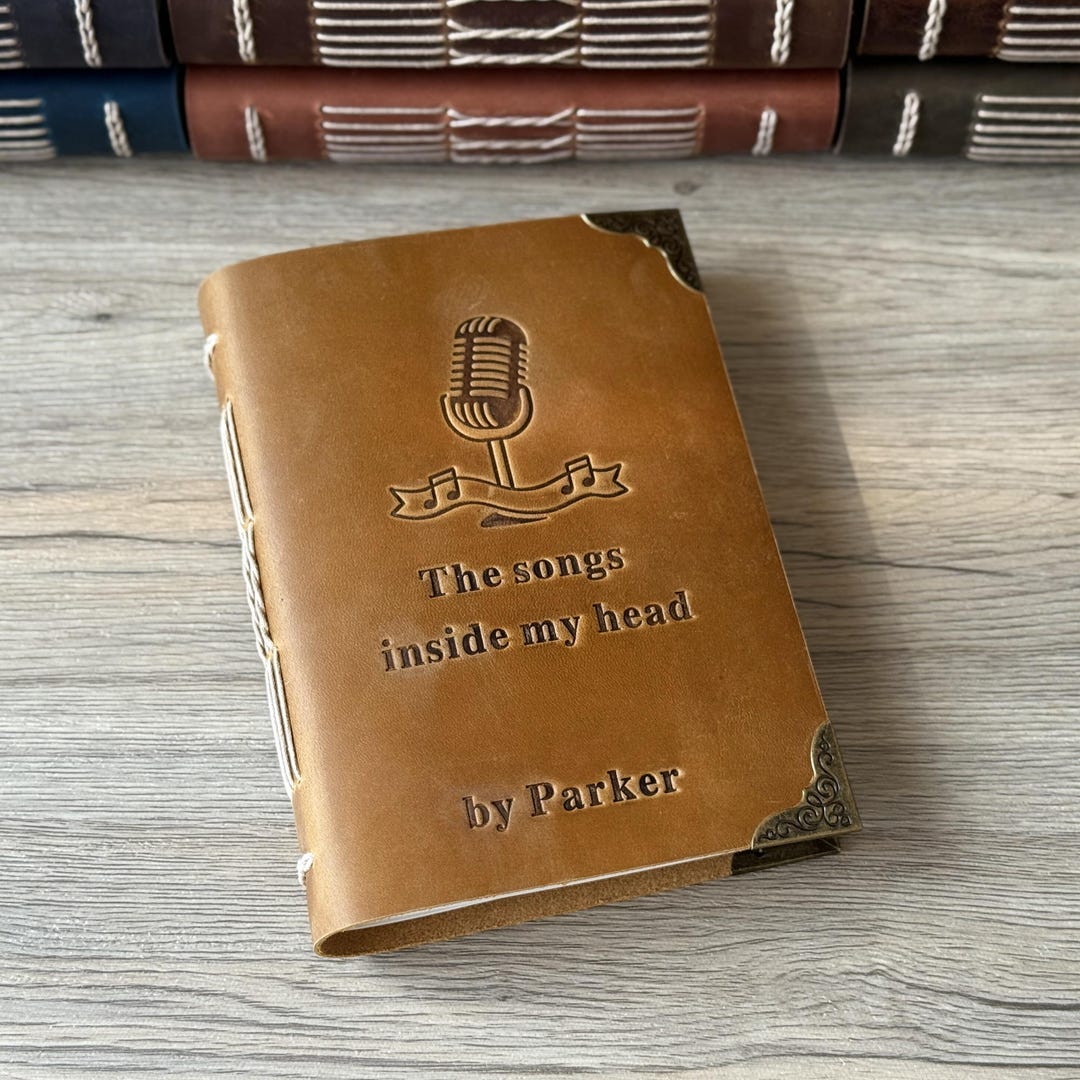 Personalized Lyric Journal, Custom Leather Music Notebook, Custom Book ...