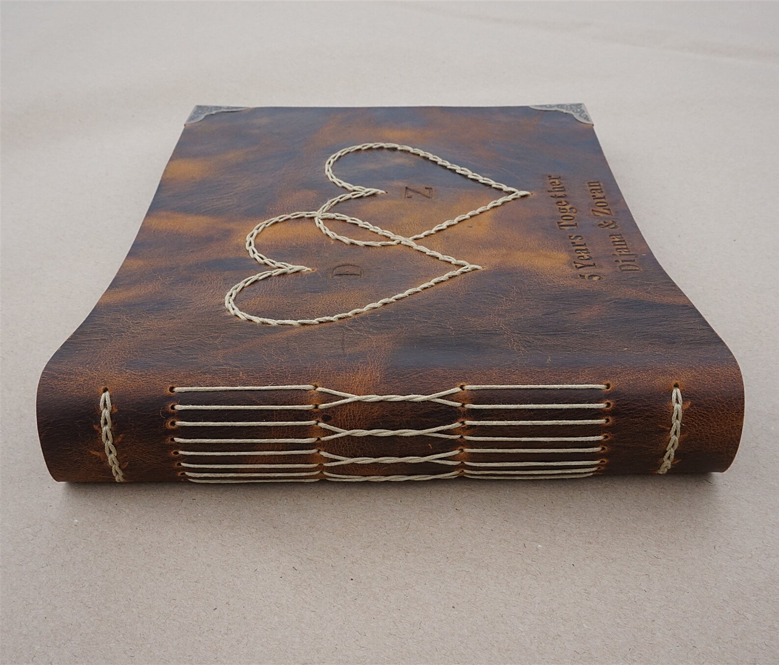 Personalized leather bound photo Album Brown leather wedding Etsy