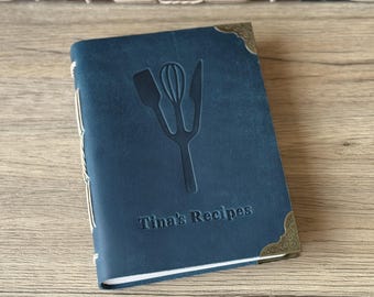 Leather Recipe Book Personalized Recipe Journal Mothers Day Gift Leather Custom Cookbook 5th Anniversary