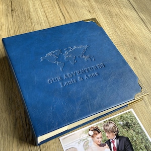 Gepersonaliseerd fotoalbum, wereldkaart, ons avonturenboek, reisalbum met hoezen, voor 100/200/300 4 x 6/5 x 7 foto's, op maat gemaakt cadeau voor hem en haar