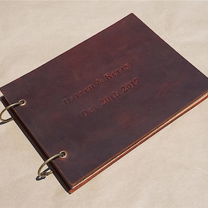 Leather wedding guest book wedding guest book custom guest book unique guest book rustic guest book personalized guest book FREE STAMP