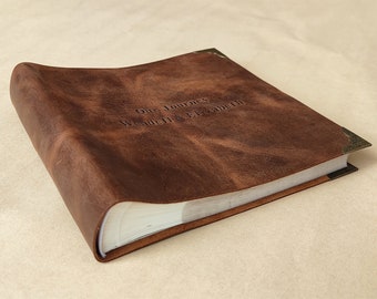 Slip in Photo Album, Personalized Genuine Leather Album, Custom Photo Album with Sleeves, For 100-300 4x6 or 5x7 Photos