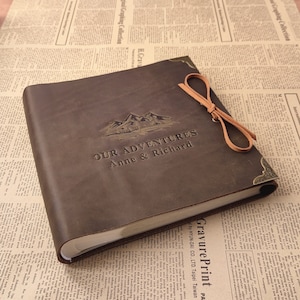 Unser Abenteuerbuch, personalisiertes Lederfotoalbum, Einsteckalbum, Reisealbum, Hochzeitsfotoalbum für 4x6 oder 5x7 Fotos