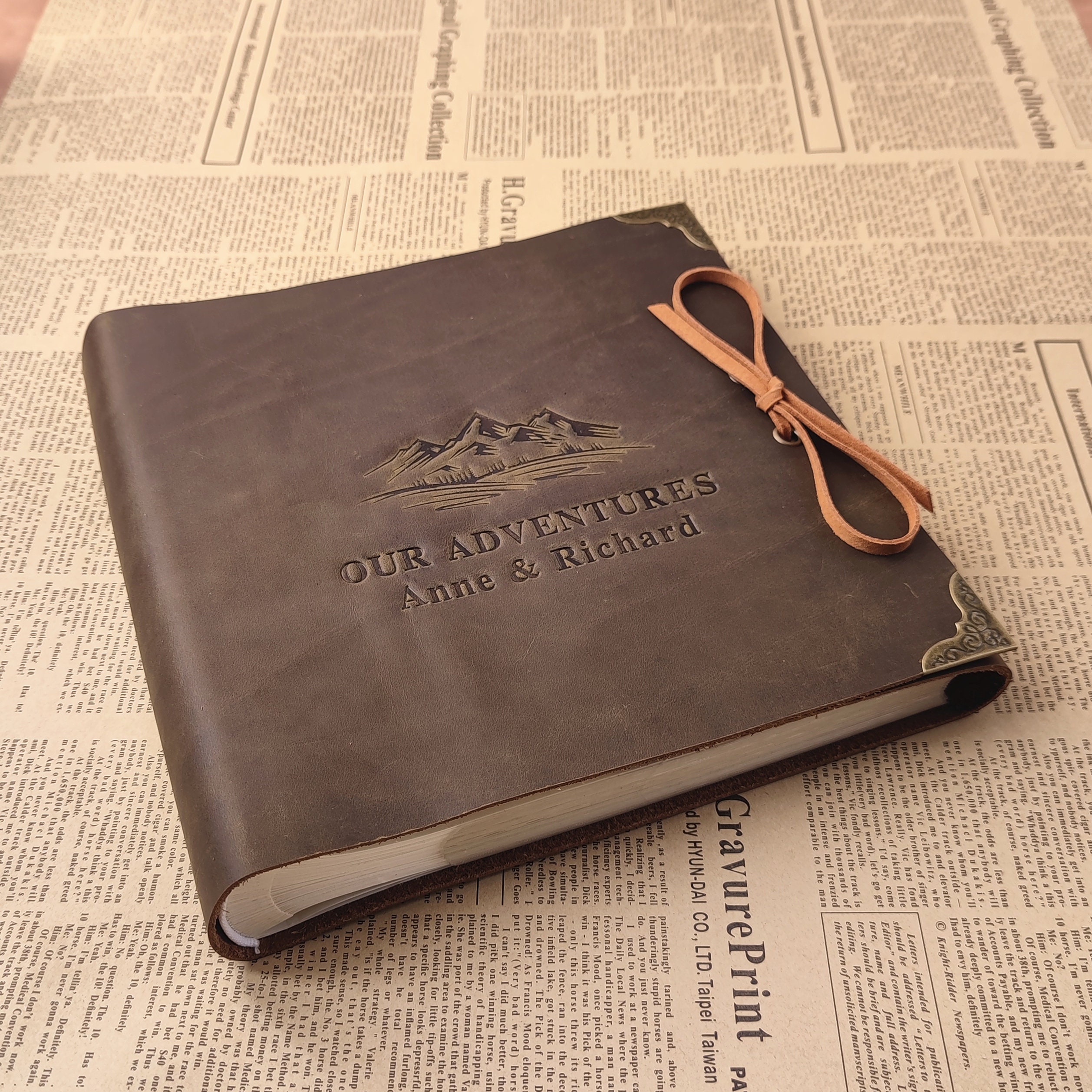 Our Adventure Book, Leather Cover with Convex Words, 11.6 x 7.5