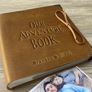 Genuine Leather Photo Album Scrapbook, Anniversary Gift for Couple, Fantastic Gifts for Her and Him, Personalized Gifts, Our Adventure Book