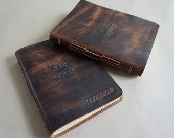 Personalized Leather Vow Books, His & Hers Wedding Keepsake