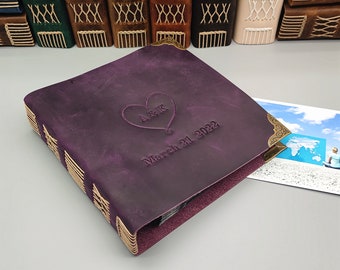 Personalized Ring binder Photo Album, Leather Album with Sleeves, Handmade Album for 4x6 photos, Wedding photo book, Anniversary Album, Gift