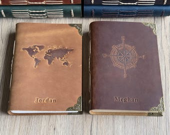 Genuine leather Journal Notebook, Personalized Travel diary