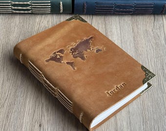Personalized Leather Journal, Custom Travel Notebook, Adventure Journal, Mans Journal, Birthday gift for him