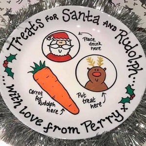 Santa and Rudolph Treat Plate Christmas Eve Personalised