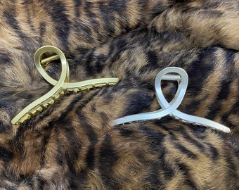 Large Metal Hair Claw Clip: Gold or Silver, Thick Hair, Personalized