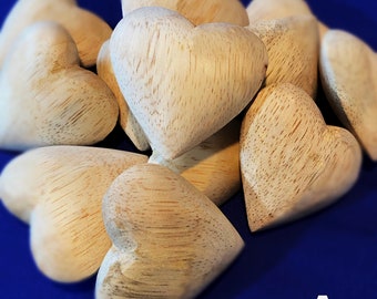 Mini 2 1/4&quot; Hand carved Wooden Hearts (DIY ver.) | 3D Heart | Ornament Heart | Gift for him her husband wife mom dad