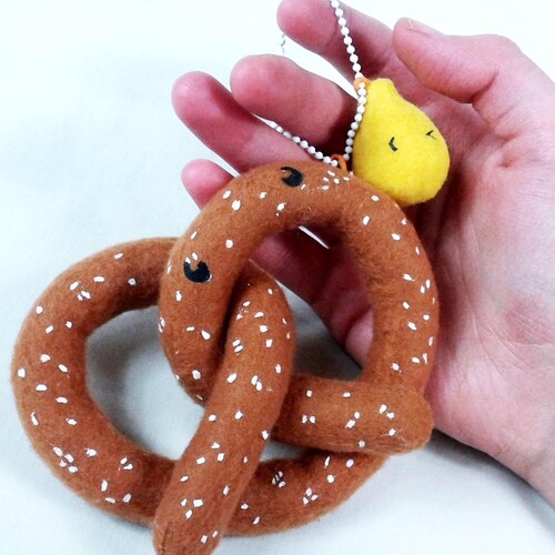 Novelty Pretzel Plush Charm Salt Pretzel Mustard Food Etsy