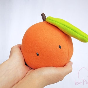 Novelty Orange plush, plush orange, fruit plush, orange, green, plush image 1