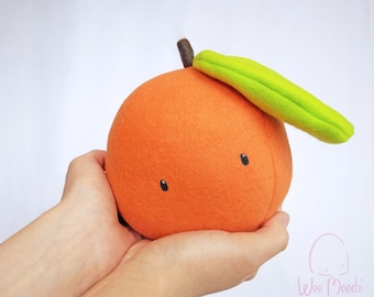 Novelty Orange plush, plush orange, fruit plush, orange, green, plush