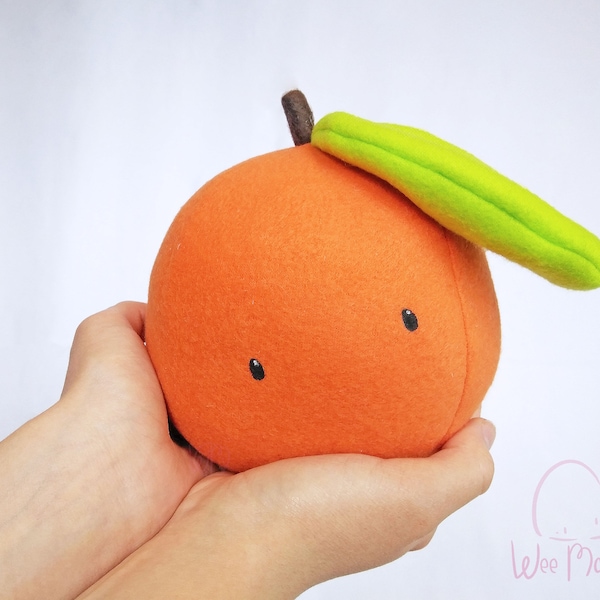 Novelty Orange plush, plush orange, fruit plush, orange, green, plush