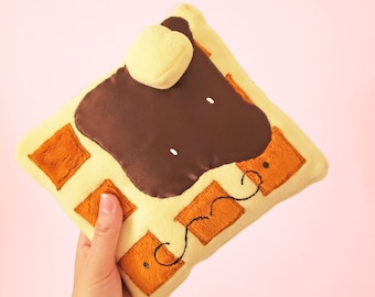 Novelty Waffle Plushie, Breakfast, Pillow, Decor, Gift, Food, Foodie, waffle, kawaii waffle pillow, Christmas