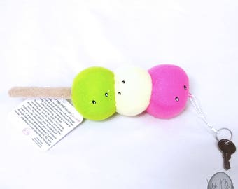 Nieuw: pluche Dango-sleutelhanger: Japanse voedselbedel