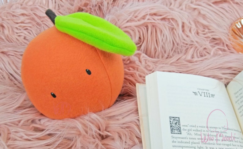 Novelty Orange plush, plush orange, fruit plush, orange, green, plush image 2