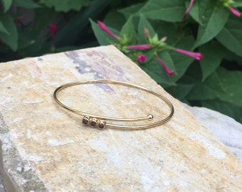 Yellow gold plated and brown zirconium bangle bracelet for women, birthday, wedding, engagement.