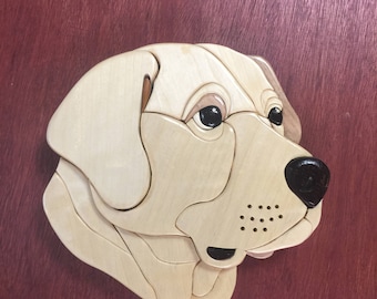 Labrador dog in intarsia, Lab dog art,