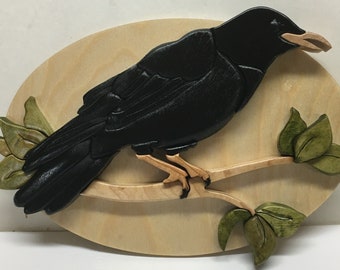 Crow in intarsia