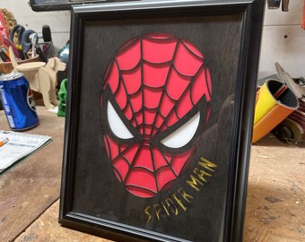 Wood portrait of Spiderman