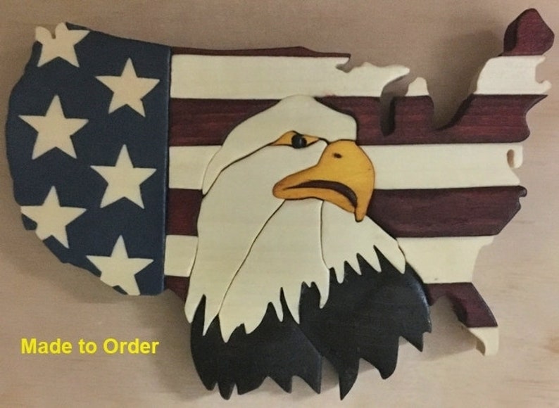 USA Eagle with Flag Military gift image 1