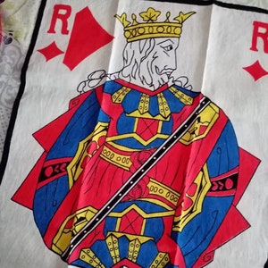 Franse linnen theedoek King of Diamonds Speelkaarten ontwerp Roi